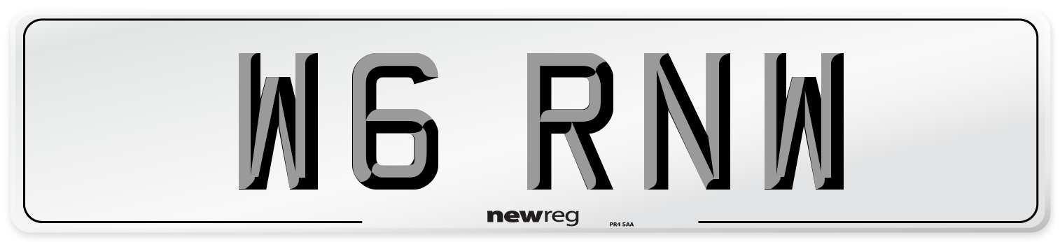 W6 RNW Number Plate from New Reg
